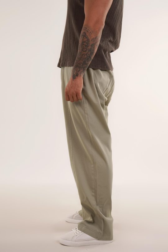 GABARDİNSuyeşili Ön Dikişli Gabardin Baggy VMS 40698