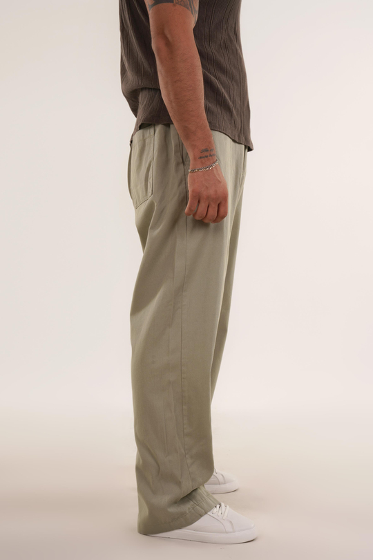 GABARDİNSuyeşili Ön Dikişli Gabardin Baggy VMS 40698