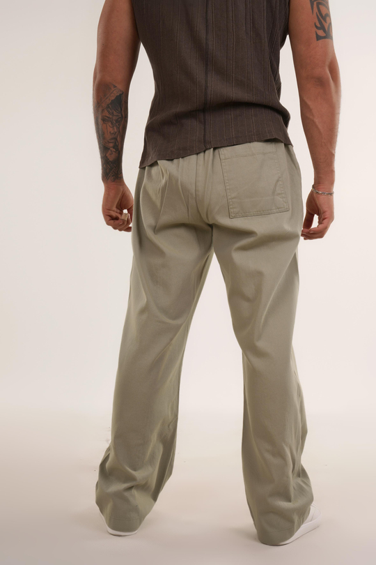 GABARDİNSuyeşili Ön Dikişli Gabardin Baggy VMS 40698