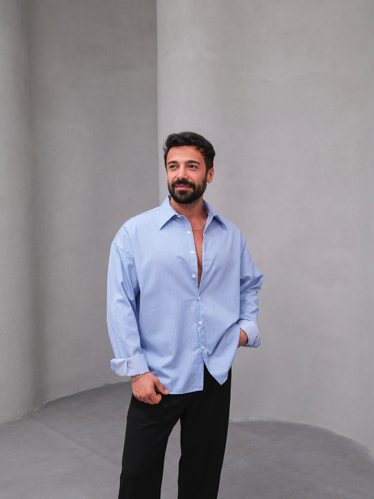 GÖMLEKBebemavi İnce Tire Çizgili Casual Gömlek KNG
