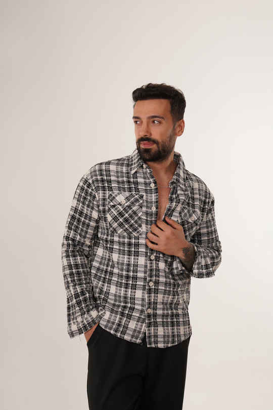 GÖMLEKBeyaz Açık Ekoseli Oduncu Gömlek 2352