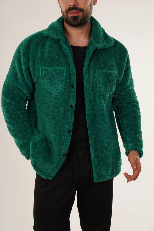 GÖMLEKÇamyeşili Peluş Gömlek
