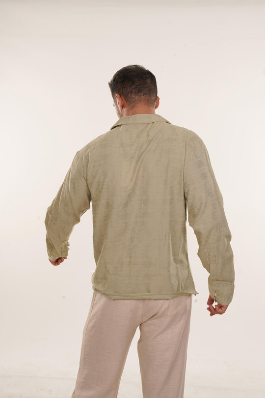 GÖMLEKHaki Motif Desenli Uzun Kollu Gömlek VMS 30513
