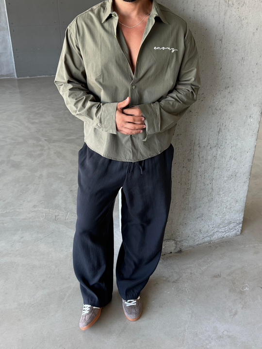 GÖMLEKHaki Poplin Boxy Pamuk PNC 2547