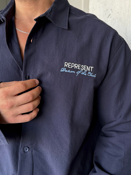 GÖMLEKLacivert Represent Nakış Boxy Gömlek PNC 2551