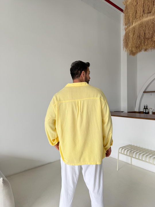 GÖMLEKSarı Yıkamalı Fresh Keten Gömlek SNZ K5024