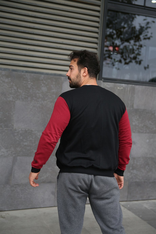 HIRKAGövdesi Siyah Kolları Bordo POLİZİE Fermuarlı Hırka