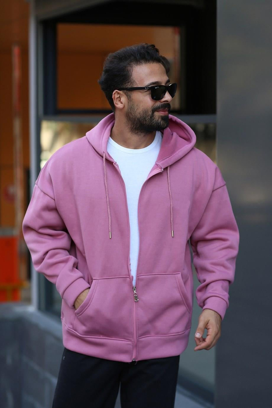 HIRKAGül Kurusu 3 İplik Hoodie Tam Fermuarlı Kapşonlu