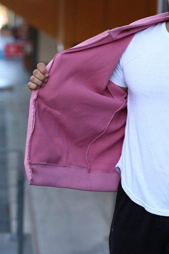 HIRKAGül Kurusu 3 İplik Hoodie Tam Fermuarlı Kapşonlu