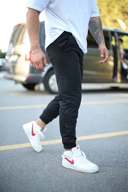 JoggerErkek Siyah Paça Lastikli Jogger