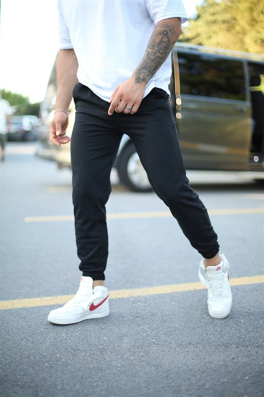 JoggerErkek Siyah Paça Lastikli Jogger