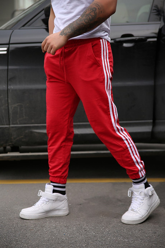 JOGGERErkek Yandan 3 Şeritli Kırmızı Jogger