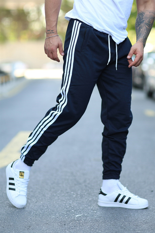 JOGGERErkek Yandan 3 Şeritli Lacivert Jogger