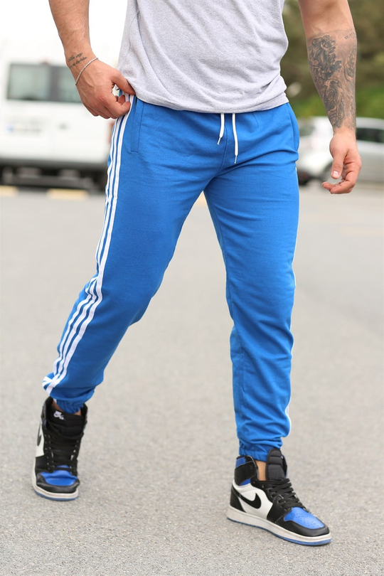 JOGGERErkek Yandan 3 Şeritli Saks Mavi Jogger