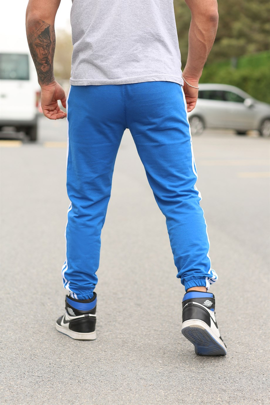 JOGGERErkek Yandan 3 Şeritli Saks Mavi Jogger