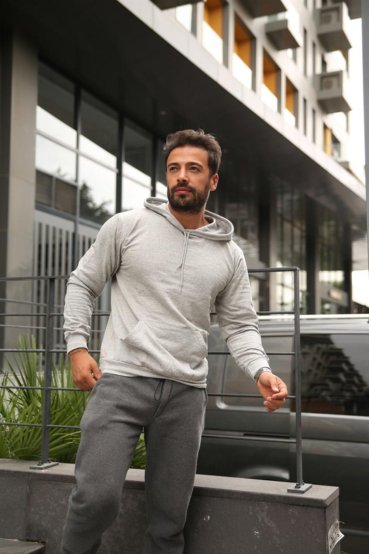 KAPŞONLU SWEATUnisex 2 İplik Gri Kapşonlu Sweatshirt 