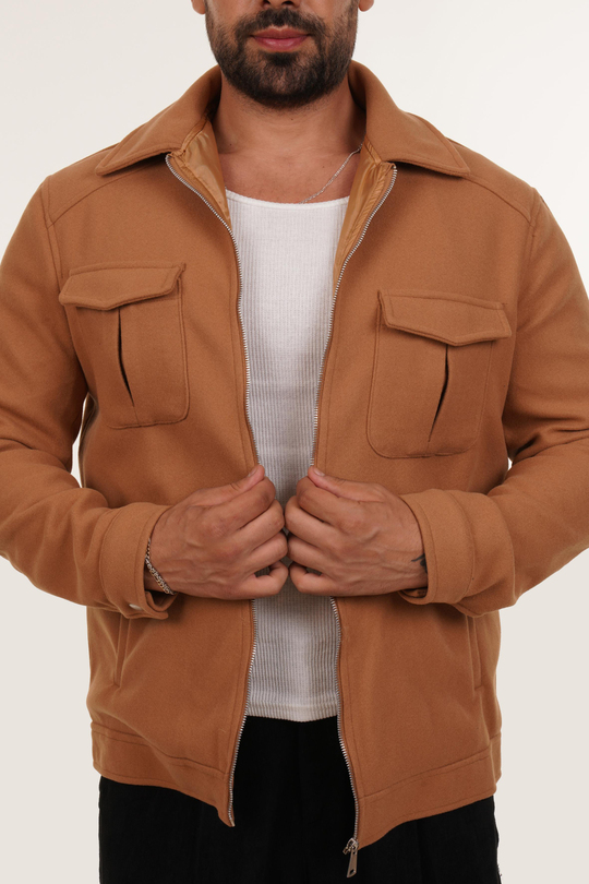KAŞE KABANCamel Robalı Kaşe Ceket PNC 5048