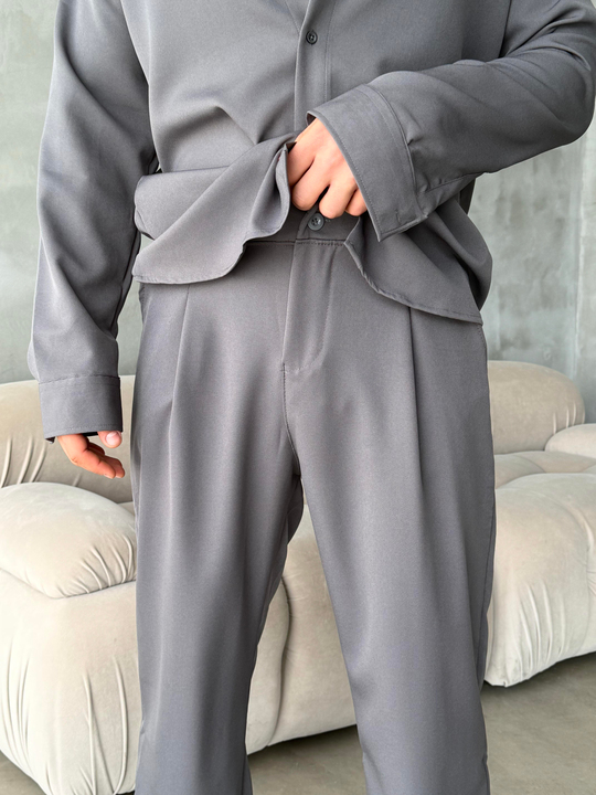Kaşe PantolonFüme Double Kumaş Pileli Pantolon MSS