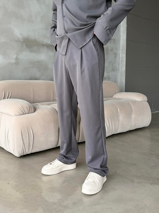 Kaşe PantolonFüme Double Kumaş Pileli Pantolon MSS