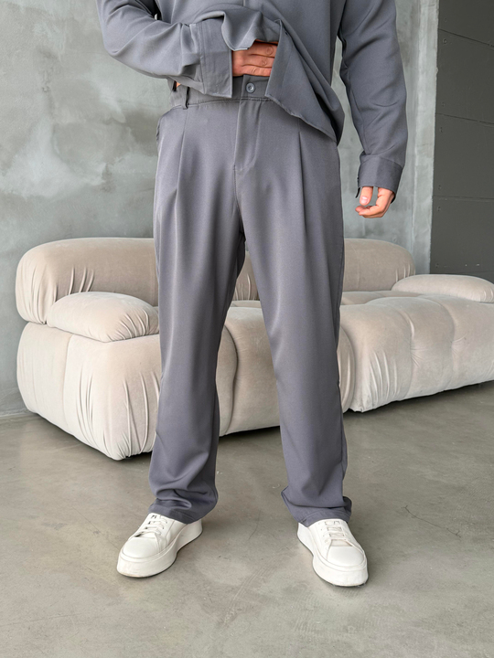 Kaşe PantolonFüme Double Kumaş Pileli Pantolon MSS