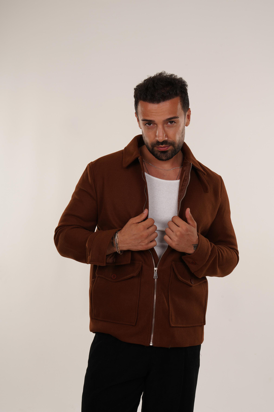 KaşeKahve Kaşe Kısa Ceket PNC 5041