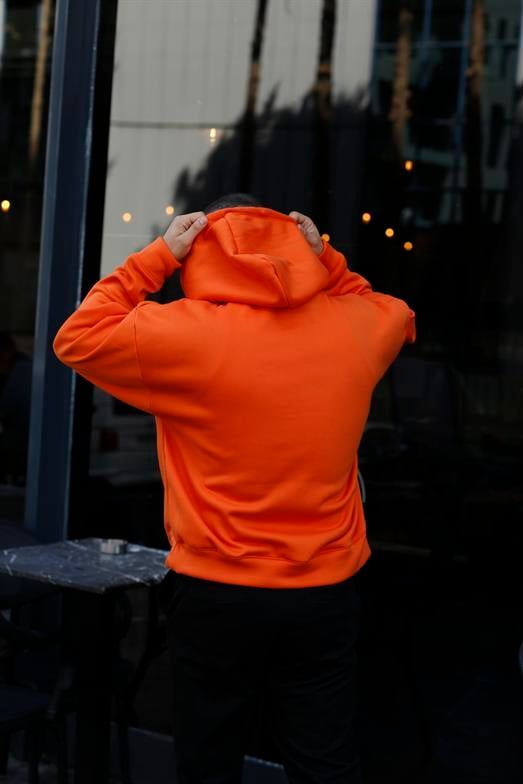 KAZAKTuruncu 3 İplik Kanguru Kapşonlu Sweatshirt 2024