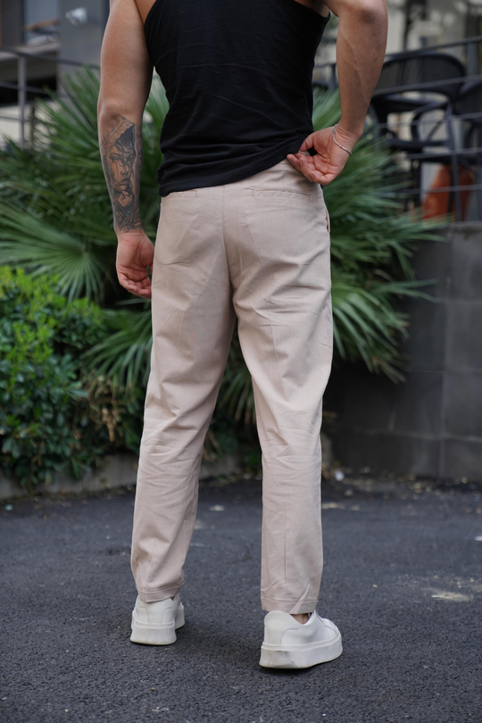 KETEN PANTOLONBej Boyfriend Pamuk Keten pantolon SNZ 3915