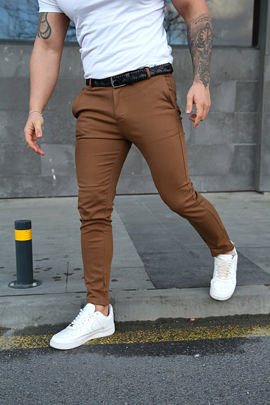 KETEN PANTOLONErkek Kahve Keten Pantolon ZM