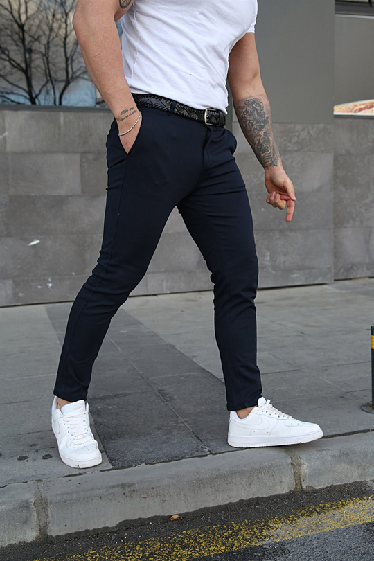 KETEN PANTOLONErkek Lacivert Keten Pantolon ZM