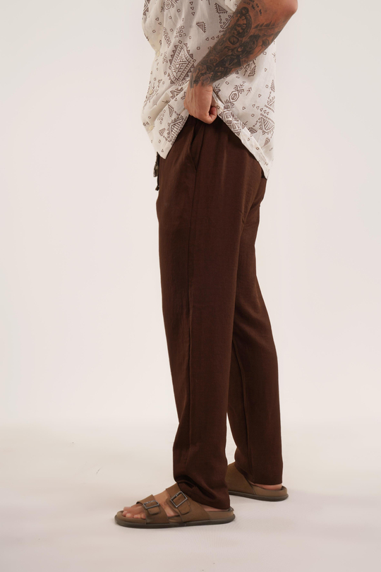 KETEN PANTOLONKahve Keten Baggy Pantolon KNG