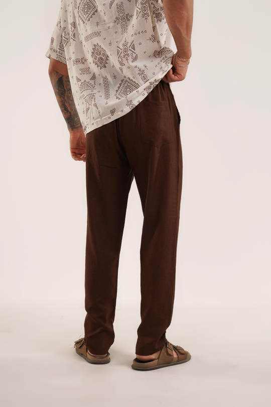 KETEN PANTOLONKahve Keten Baggy Pantolon KNG