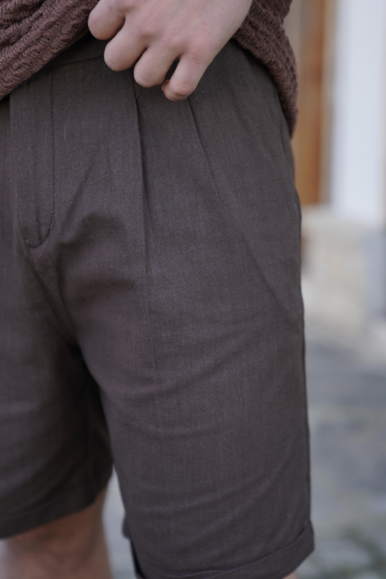 KETEN PANTOLONKahve Keten Şort SNZ 3977