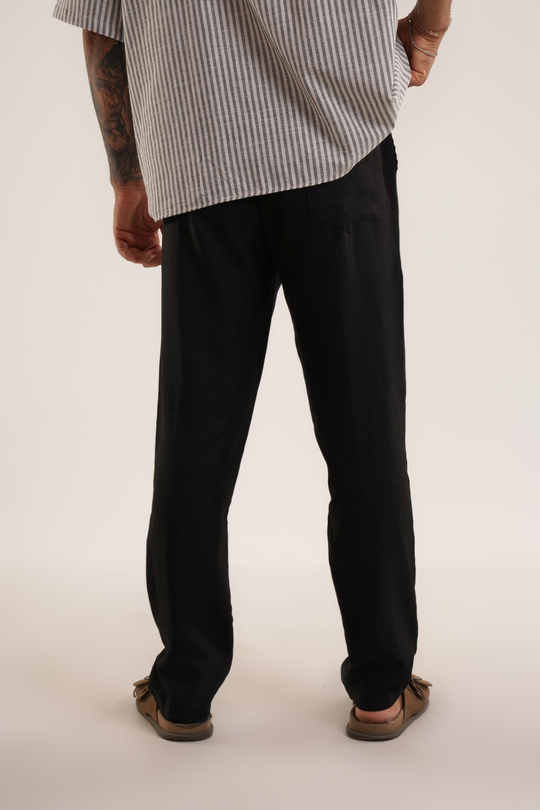 KETEN PANTOLONSiyah Keten Baggy Pantolon KNG