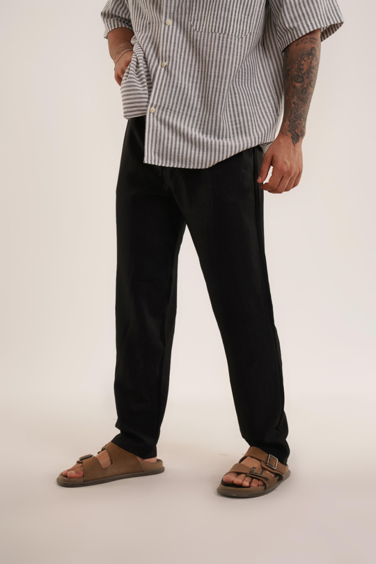KETEN PANTOLONSiyah Keten Baggy Pantolon KNG