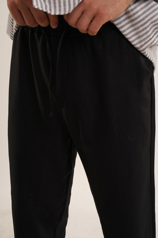 KETEN PANTOLONSiyah Keten Baggy Pantolon KNG