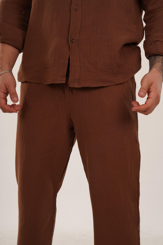 KETEN PANTOLONTaba Müslin Jogger Baggy Kalıp Eşofman SNZ 3944