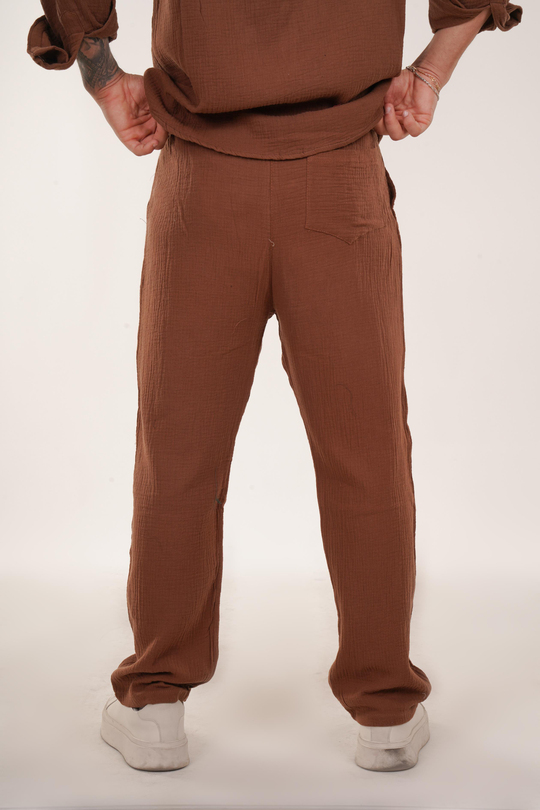 KETEN PANTOLONTaba Müslin Jogger Baggy Kalıp Eşofman SNZ 3944