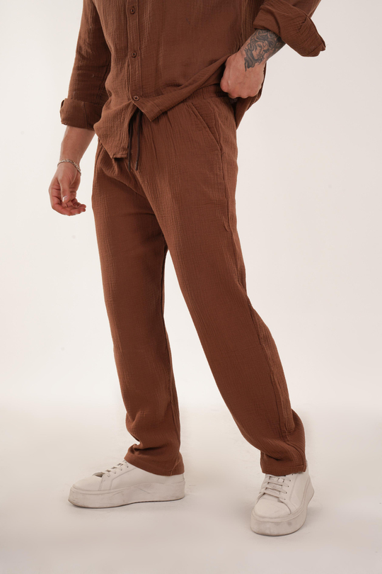 KETEN PANTOLONTaba Müslin Jogger Baggy Kalıp Eşofman SNZ 3944