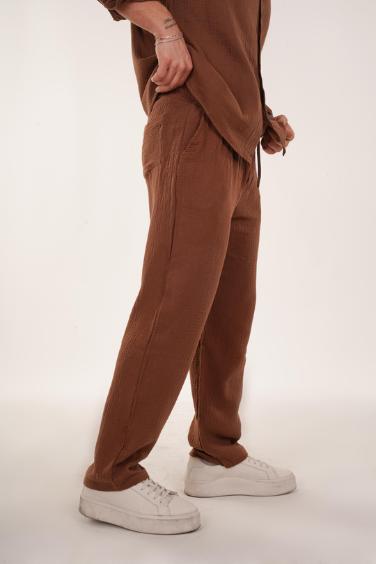 KETEN PANTOLONTaba Müslin Jogger Baggy Kalıp Eşofman SNZ 3944