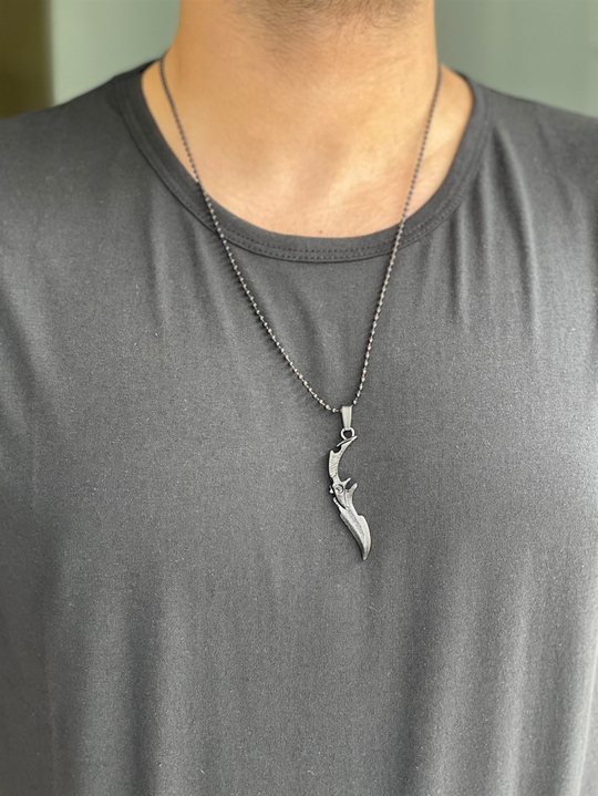 KOLYE Unisex Siyah Karambit Figürlü Paslanmaz Kolye