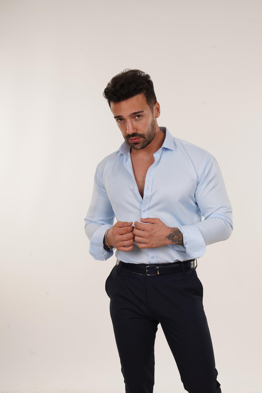 KOMBİNBebemavi Slim Fit Klasik Düz Gömlek, Lacivert Kumaş Pantolon Slim Fit PLT 011