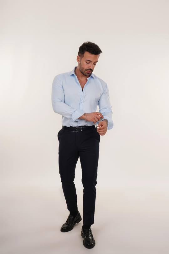 KOMBİNBebemavi Slim Fit Klasik Düz Gömlek, Lacivert Kumaş Pantolon Slim Fit PLT 011