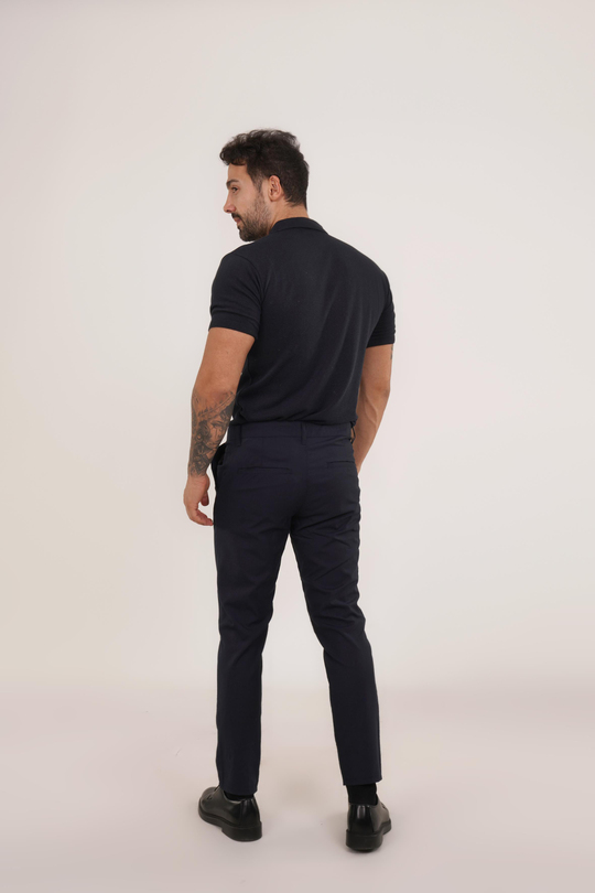 KOMBİNLacivert Düz Polo Yaka Triko SC, Lacivert Slim Fit Kumaş Pantolon KOMBİN
