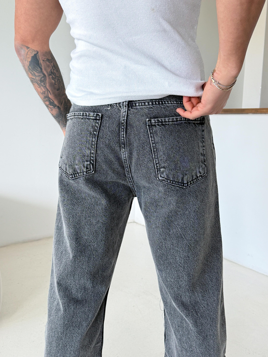 KOT PANTOLONAçık Antrasit Baggy Kot Pantalon 653-1 DP