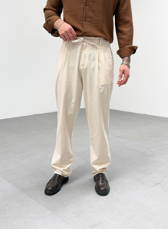 KOT PANTOLONBej Bel İpli Baggy Pantalon SNZ M4595