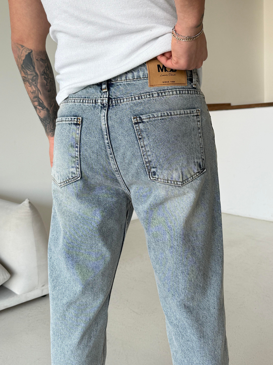 KOT PANTOLONBuz Mavi Taşlamalı Boy Friend Kot Pantalon MB 654-1
