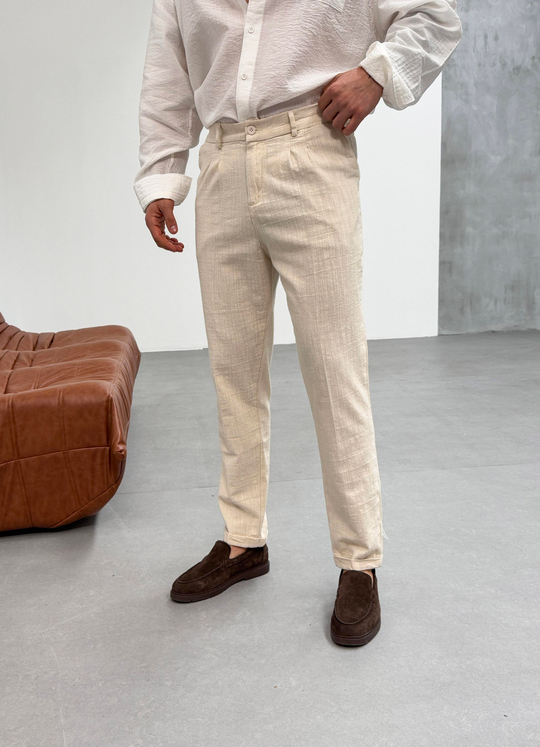 KOT PANTOLONEkru Double Paça Keten Pantolon SNZ 1013