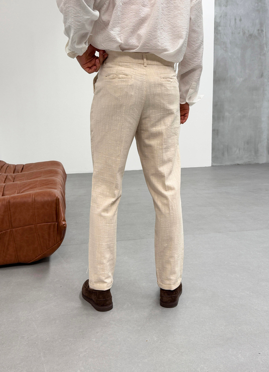 KOT PANTOLONEkru Double Paça Keten Pantolon SNZ 1013