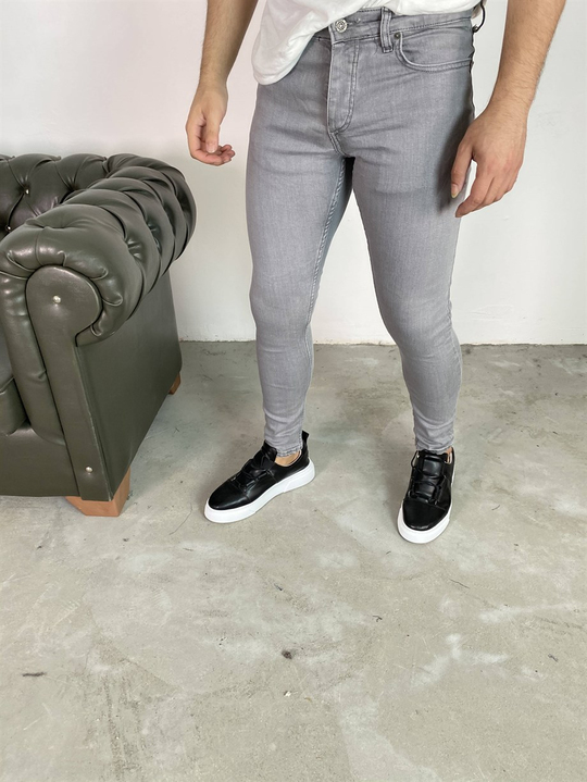 KOT PANTOLONErkek Gri Düz Slim Fit Kot Pantolon