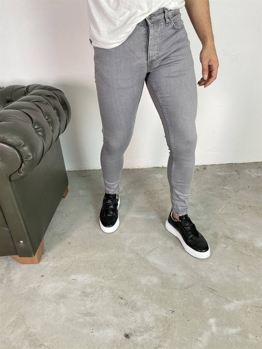 KOT PANTOLONErkek Gri Düz Slim Fit Kot Pantolon